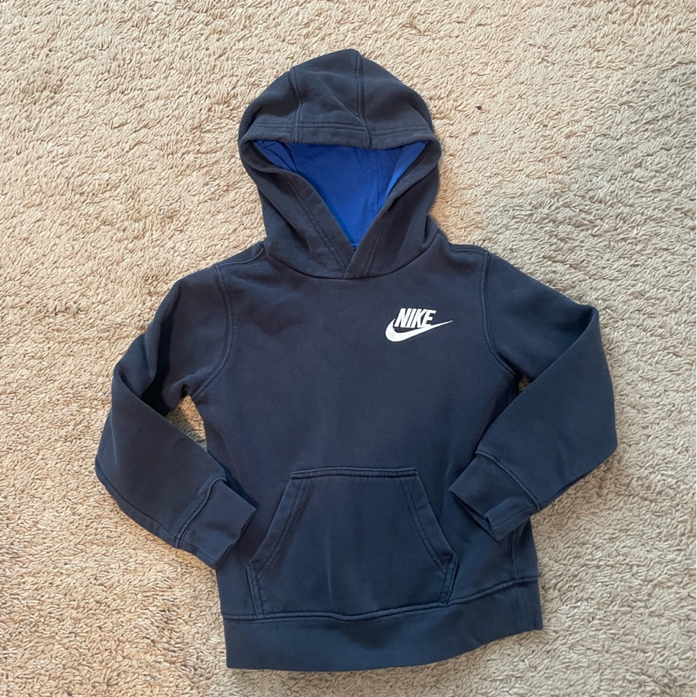 Nike Kids Dark Blue Hoodie with White Logo